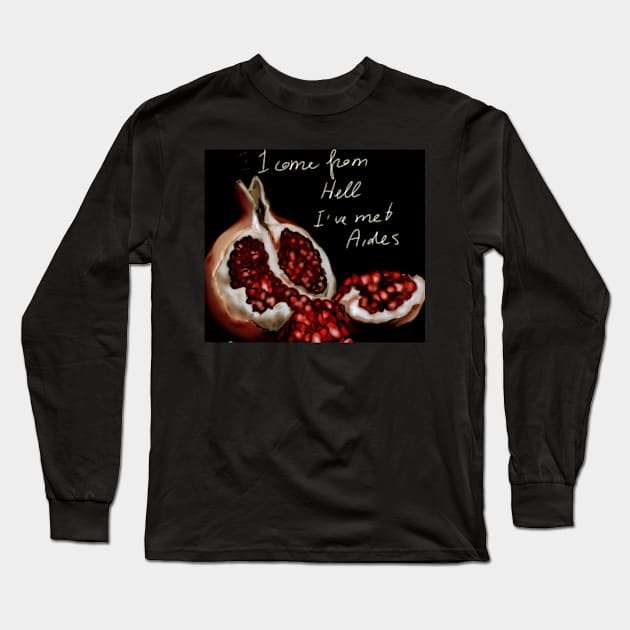 Pomegranate, Greek mythology, Aedes, Hell, aesthetics, dark academia Long Sleeve T-Shirt by AGRHouse